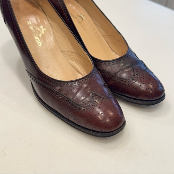 Tanino Crisci  Wingtip Heels Oxblood (Burgundy) Leather Sz 9 Handmade In Italy - Picture 4 of 13